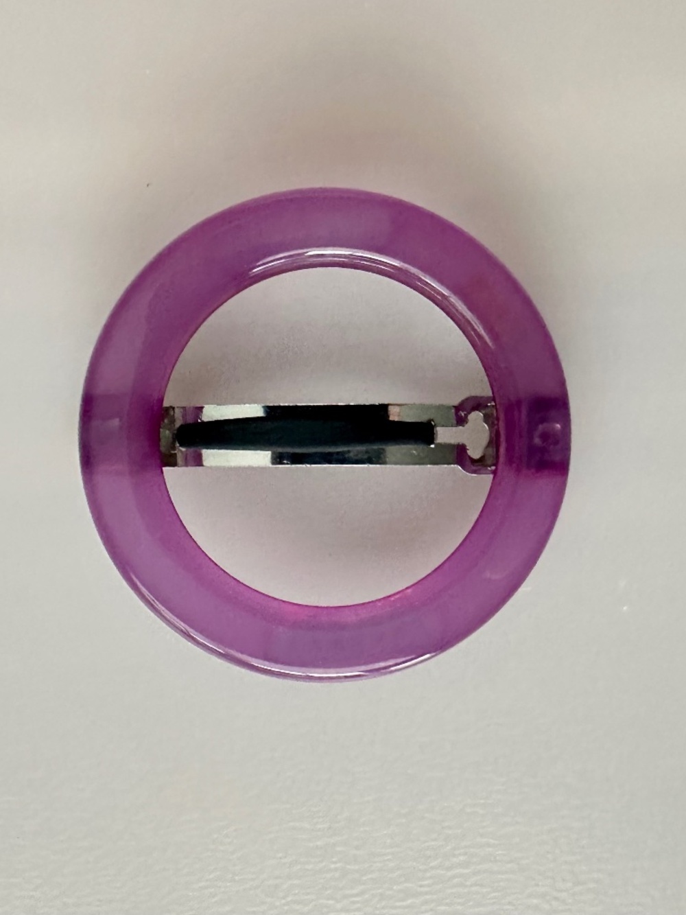 J.Crew Open-Circle Barrette Hair Clip–Translucent Plum / Purple (Made in France)